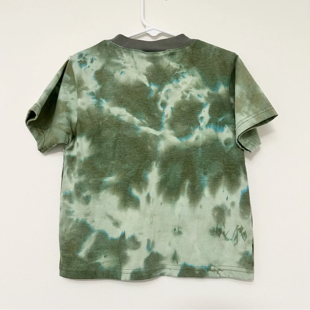VINTAGE 2002 Hasbro G.I. Joe Kids Green Tie-Dye Short Sleeve Tee Great Y2K Kids